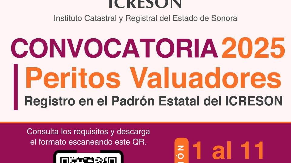 Registro de peritos valuadores en el padrón estatal | Convocatoria 2025